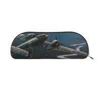 MMSJSBVY World War Aircraft Leather Pencil Pouch - Half Round Organizer with Zipper for Pens, Cosmetics and Travel