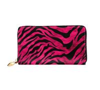 MMSJSBVY Zebra Tiger Leopard Pink Women's Wallet, Leather Wallet with Zip, Long Clutch Bag