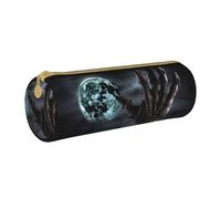MMSJSBVY Zombie Hand Dark Halloween Cylinder Pencil Storage Bag, Leather Pencil Pouch, Lovely Large Capacity, Suitable for Students Office Travel Make-Up Brush Storage with Zip