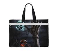 MMSJSBVY Zombie Hand Dark Halloween Stylish Canvas Document Bag, Large Capacity Tote With Dual Zipper Pockets For Commuting And Study