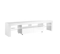 White TV Stand Cabinet, 200cm, White, TV Console for 65 to 80 inch TV with Lights for 55" -90" TV's, 200cm(w) x 45cm(d) x 45cm(h)