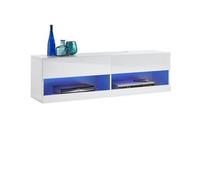 MMT Funiture Designs 140Cm Tv Stand Wall Mounted Tv Console Modern Gloss Media Unit With Lights