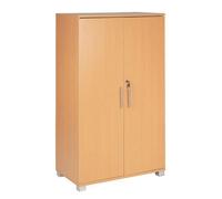 MMT Funiture Designs Beech Wooden Filing Cabinet With 2 Shelves - 2 Door Lockable Filing Cabinet - Tall Wood Office Storage Cupboard Organiser