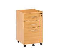 MMT Funiture Designs Beech Wooden Filing Cabinet With 3 Drawers - 1 Lockable Drawer Filing Cabinet - Short Wood Office Storage Cupboard Organiser
