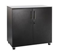 MMT Funiture Designs Black Storage Cabinet Cupboard Office Garage Utility - 2 Door Lockable Filing Cabinet - Desk Height Office Cupboard Organiser