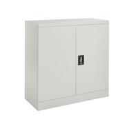 MMT Funiture Designs Metal Storage Cupboard Grey Steel Filing Cabinet With 1 Shelf - 2 Door Lockable Unit 90Cm, For Garage Tools, Kitchen, Utility Room