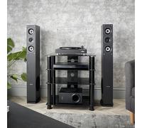 MMT Funiture Designs mmt 4 Shelf Hi-Fi Stand Black Glass Av Rack 650mm Tall