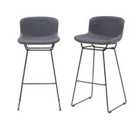Moderna MMT Bar Stools Set of 2, Grey PU Leather, Sleigh Legs & Retro Style for Breakfast Bar, Kitchen, Seat Height 76.5cm 47.5x50.5x99.5 cm (Grey) Moderna Grey 47.5x50.5x99.5 cm