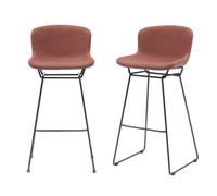 MMT Funiture Designs mmt Bar Stools Set Of 2, Tan Pu Leather, Sleigh Legs & Retro Style For Breakfast Bar, 47.5X50.5X99.5 Cm (Tan)