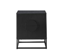 MMT Funiture Designs mmt Black Fluted Bedside Table Nightstand 2 Drawer Single