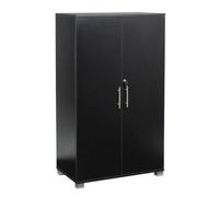 MMT Funiture Designs mmt Black Wooden Filing Cabinet With 2 Shelves - 2 Door Lockable Filing Cabinet - Tall Wood Office Storage Cupboard Organiser