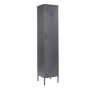 MMT Funiture Designs mmt Grey Metal Tall 3 Shelve Locker Cabinet, 1 Door Wardrobe Storage Cupboard For Home Or Office