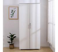 MMT Funiture Designs mmt Storage Cupboard White Wooden Filing Cabinet With 4 Shelves - 2 Door Lockable Filing Cabinet - Tall Wood Office Organiser