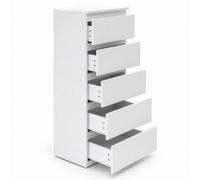 MMT Funiture Designs mmt White 5 Drawer Chest Of Drawers With Smooth Runners