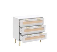MMT Funiture Designs mmt White Chest With Rattan Fronts, 3 Storage Drawers