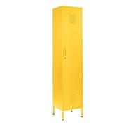 MMT Funiture Designs mmt Yellow Metal Tall 3 Shelve Locker Cabinet, 1 Door Wardrobe Storage Cupboard For Home Or Office