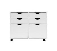MMT Storage Cabinet, White, 4 Drawer Pedestal 2 Cupboard Mobile Filing Cabinet, Makeup Storage, Wardrobe Storage, Office Bedroom Storage Cabinet