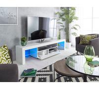 MMT Funiture Designs Modern White 200Cm Matt Gloss Tv Stand Cabinet Suitable For 55 - 80 Inch 4K Led Flat Screen Tv's Glass Shelves