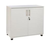 MMT Funiture Designs Storage Cupboard White Wooden Filing Cabinet - 2 Door Lockable Filing Cabinet - Short Wood Office Organiser