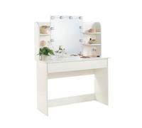 MMT Funiture Designs White Dressing Table With Drawers Make Up Desk 90Cm Led Mirror Modern Bedroom 90Cm
