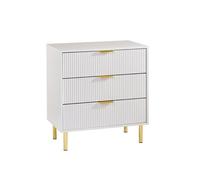Moderna White Gloss Chest of Drawers, Gold Handles & Legs, 3 Drawer Moderna White