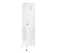 MMT Funiture Designs White Metal Tall 3 Shelve Locker Cabinet, 1 Door Wardrobe Storage Cupboard For Home Or Office