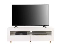 MMT Funiture Designs White Tv Stand Cabinet 140Cm On Legs For 55" - 65" Tv's, Tv Unit With Lights