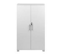 MMT Funiture Designs White Wooden Filing Cabinet With 2 Shelves - 2 Door Lockable Filing Cabinet - Tall Wood Office Storage Cupboard Organiser