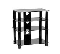 MMT Furniture Designs 4 Shelf Black Glass Hi-Fi Stand Rack, 650mm tall
