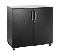 MMT Furniture Designs Storage Cabinet Beech Wooden Cupboard Filing cabinet with 1 shelf - 2 Door Lockable Unit - Black - Wood - 45cm(d)0.01cm(h)80cm(w)