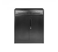 MMT Lockable Metal Cabinet Black 2 Door 2 Drawer Storage 80x40x92cm Moderna Black One Size