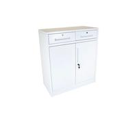 MMT Lockable Metal Cabinet Black 2 Door 2 Drawer Storage 80x40x92cm Moderna White One Size