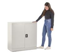 MMT Furniture Designs 2 Door Grey Metal Filing Lockable Filing Cabinet - Size: 90 x 90 x 40cm - Wilko