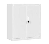 mmt Small Steel Cabinet 2 Door Lockable Metal Filing Cupboard White