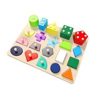 MMUFENG Wooden Shape Sorter Toys for 1 2 3 Year Old Boys Girls, Montessori Brain Training Stacking Peg Puzzle, Ideal Birthday Learning Gifts for Babies 12+ Months