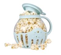 MMUGOOLER Glass Microwave Popcorn Popper, 2.25QT Original Popcorn Jar with Silicone Lid, Without BPA, Dishwasher Safe- Blue