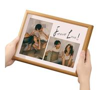 MmuNna Custom Picture Frames Personalized 2 Picture Display Memorial Gift Customized Photo Frames Using My Own Pictures for Family Mom Dad Kids Wife or Lover - 12.5x9.1""
