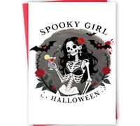 mmuue Funny Halloween Cards & Gifts for Girls, Happy Halloween Decorations Gift for Women, Spooky Girl Card