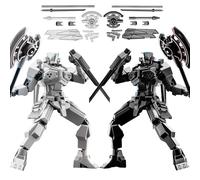 MMXBGS 2er Set T13 Action Figure, Assembly Completed Shield Warrior Titan 13 Action Figures, Multi-Jointed Movable Action Figure, Lucky 13 Robot, Desktop Decorations for Game Lovers Toy (Gray+Black)