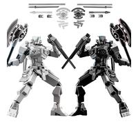 MMXBGS 2er Set T13 Action Figure, Assembly Completed Shield Warrior Titan 13 Action Figures, Multi-Jointed Movable Action Figure, Lucky 13 Robot, Desktop Decorations for Game Lovers Toy (Gray+Black)