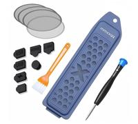 mmxxqq PS5 Metal Cooler Cover and Dust Cover Kit | Includes Cleaning Brush | Seven Dust Plugs and Four Fan Dust Filters|Compatible with PS5 Pro, PS5 Slim Digital Edition, and Disc Drive Edition (Grey)