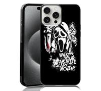 MMYAJT Favorite Scary Phone Case Compatible with iPhone 15 Pro Max, Scream iPhone Case Shockproof Black and White Phone Halloween Funny Cover Gift for Boy Girl Men Women