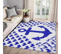 MMYAOKEN Anchor Decoration - Nautical Anchor Rug Small 60x90, Blue and White Maritime Patterned Area Rugs for Entryway, Machine Washable Non Slip Soft Door Mat, Nautical Home Decor & Gifts