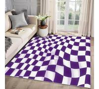 MMYAOKEN Checkered Rug Bedroom - Optical Illusion Rug Small 40 x 60, Purple and White Gingham Patterned Area Rugs for Entryway, Machine Washable Non Slip Soft Door Mat, Checkerboard Home Decor & Gifts