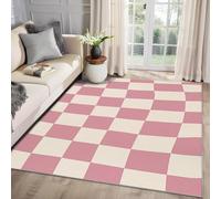 MMYAOKEN Checkered Rug Pink - Checkerboard Rug Small 40 x 60, Girls Pink and Beige Gingham Patterned Area Rugs for Entryway, Machine Washable Non Slip Soft Door Mat, Buffalo Plaid Home Decor & Gifts