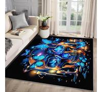 MMYAOKEN Gothic Rug Large - Skull Rug 80 x 150, Horror Skeleton Butterfly Patterned Area Rugs for Living Room Bedroom, Machine Washable Non Slip Soft Carpet, Skull Home Decor & Gifts