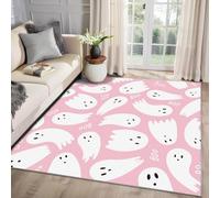 MMYAOKEN Halloween Rug Ghost - Halloween Rug 100cm x 150cm, Girls Cute Ghosts Pink Patterned Area Rugs for Living Room Bedroom, Machine Washable Non Slip Soft Carpet, Ghost Home Decor & Gifts