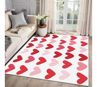 MMYAOKEN Heart Rug Red - Heart Rug Small 50x80, Pink and Red Love Hearts Patterned Area Rugs for Entryway, Machine Washable Non Slip Soft Door Mat, Love Home Decor & Gifts