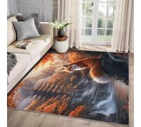 MMYAOKEN Japanese Rugs for Bedroom - Fox Rug 80 x 150, Asian Style Cherry Blossom Temple Patterned Area Rugs for Living Room Bedroom, Machine Washable Non Slip Soft Carpet, Japanese Home Decor & Gifts