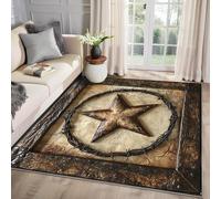 MMYAOKEN Large Western Rug - Texas Star Rug 140 x 200, Cowboy Rustic Country Patterned Area Rugs for Living Room Bedroom, Machine Washable Non Slip Soft Carpet, Texas Star Home Decor & Gifts